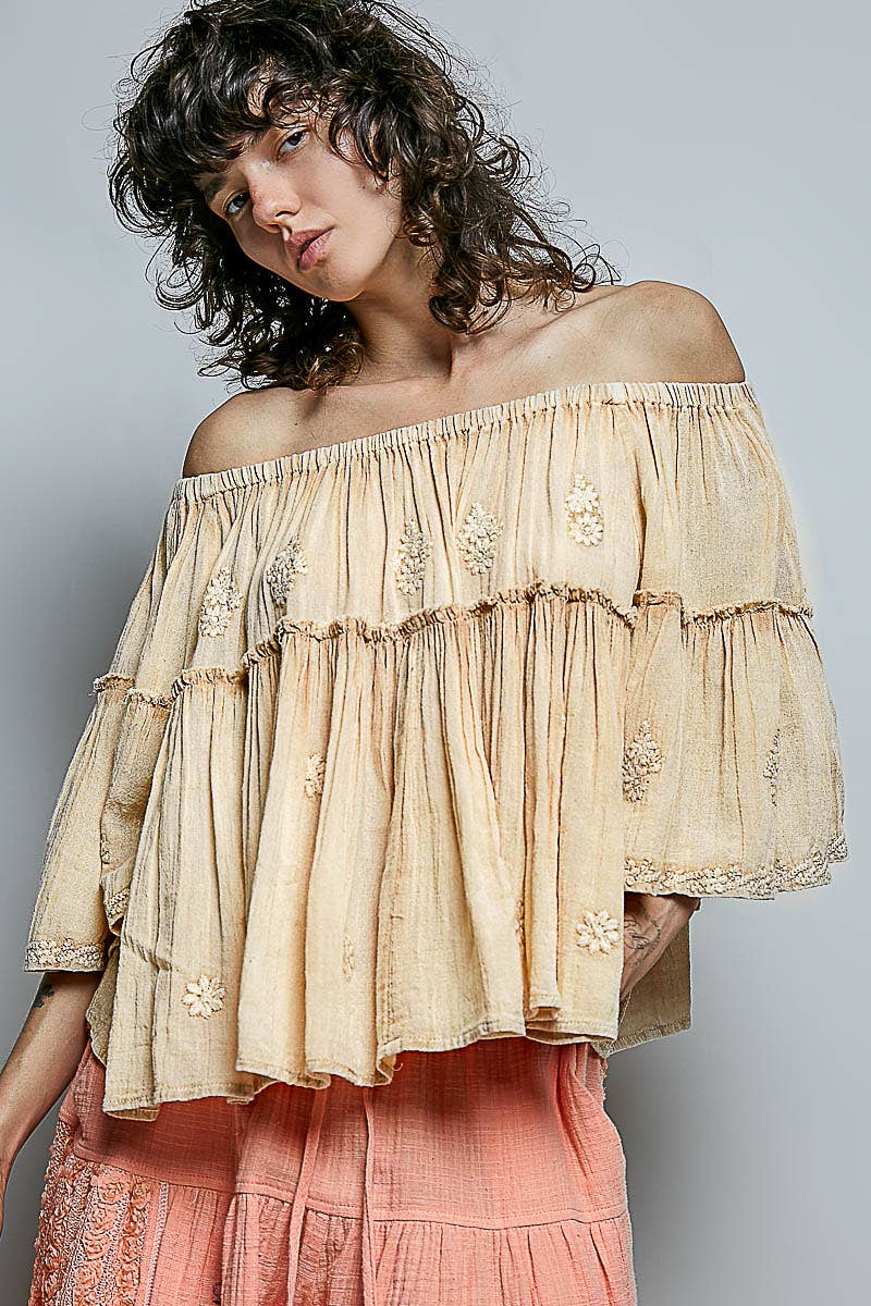 Off Shoulder Bell Sleeve Blouse