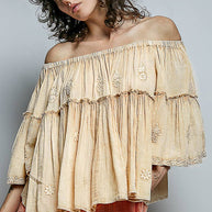 Off Shoulder Bell Sleeve Blouse