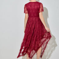 Embellished Lace Dress, Burgundy