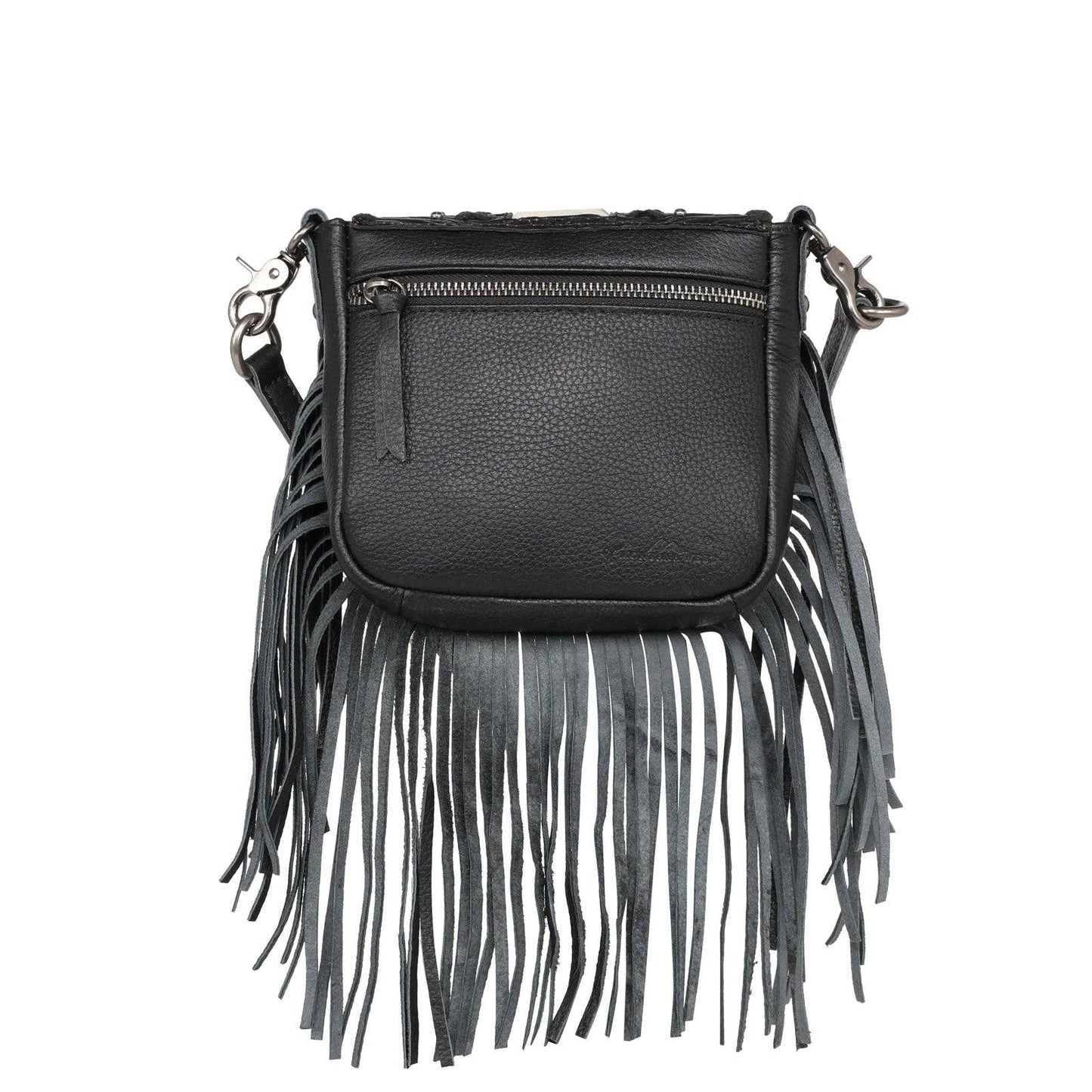 Genuine Leather Tooled Purse with Fringe