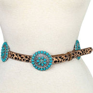 Turquoise & Leopard Print Belt