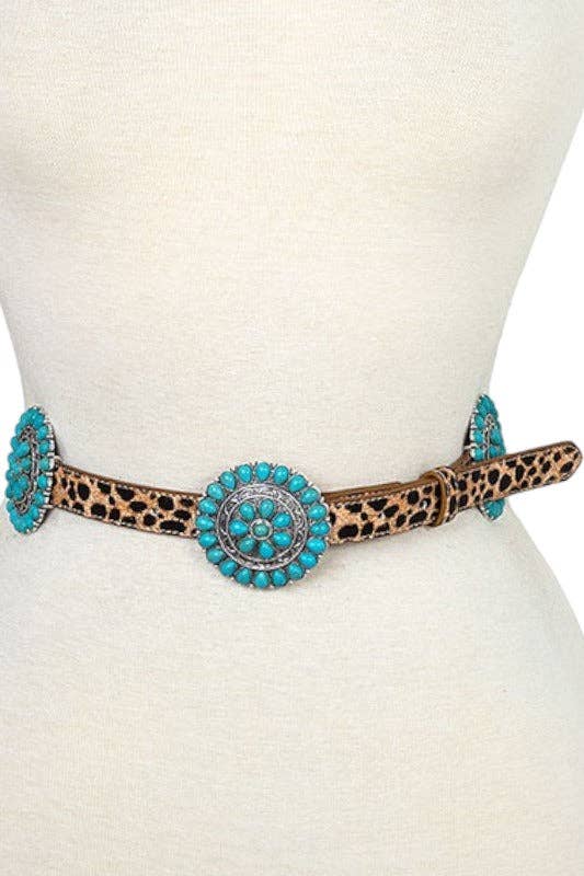 Turquoise & Leopard Print Belt