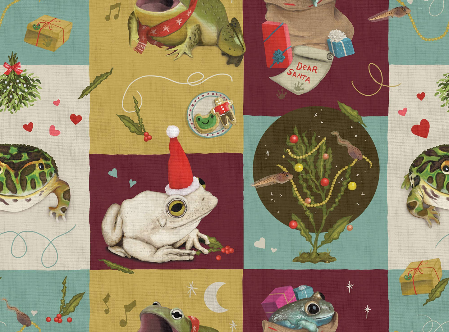 Christmas Frogs Wrapping Paper - Flat Pack Gift Wrap Sheets