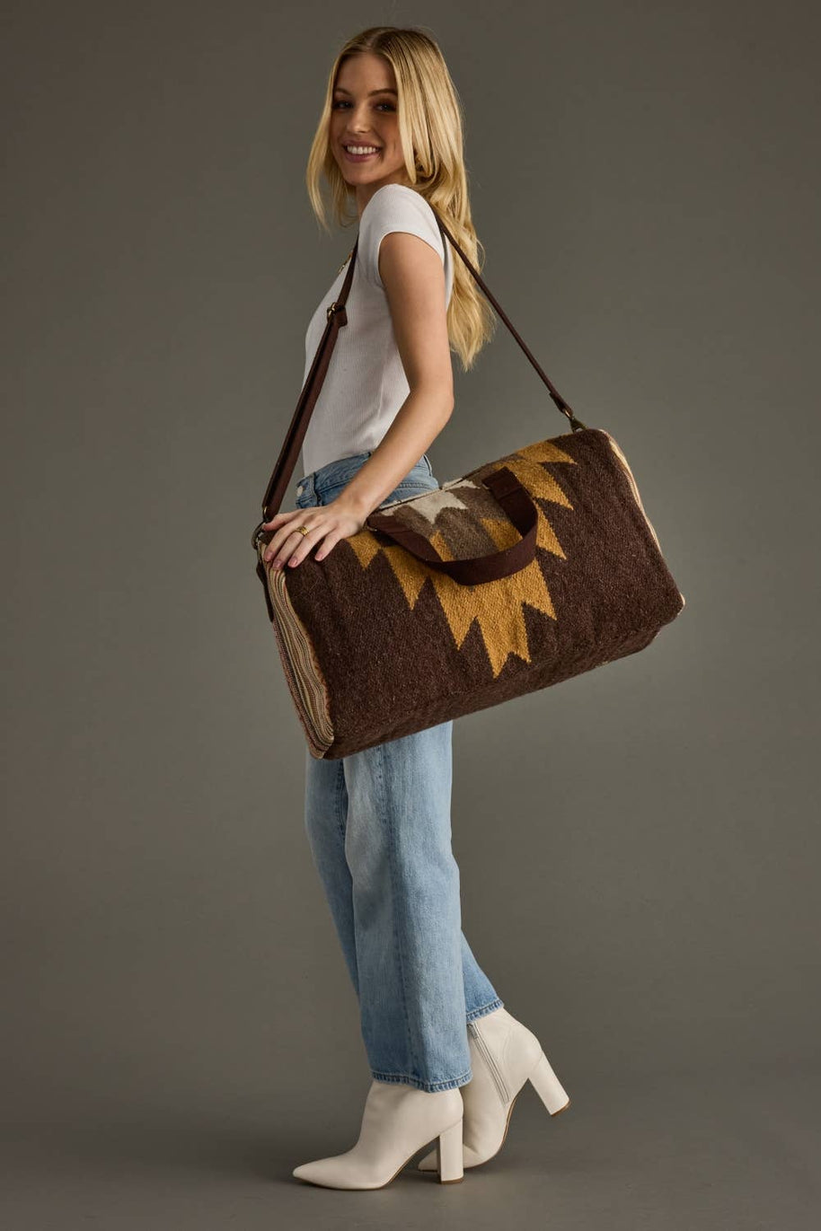 Brown, Tan & Cream Western Duffel