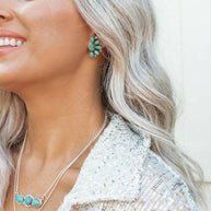 Turquoise & Sterling Half Cluster Blossom Earrings