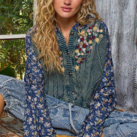 Embroidered Floral Patwork Sweater