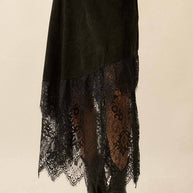 Faux Suede & Lace Buckle Skirt