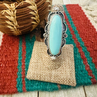 Handcrafted Kingman Turquoise & Sterling Silver Ring Size 7