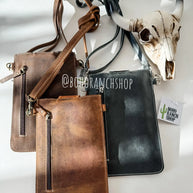 Western Tooled Leather Cowhide Mobile Pouch