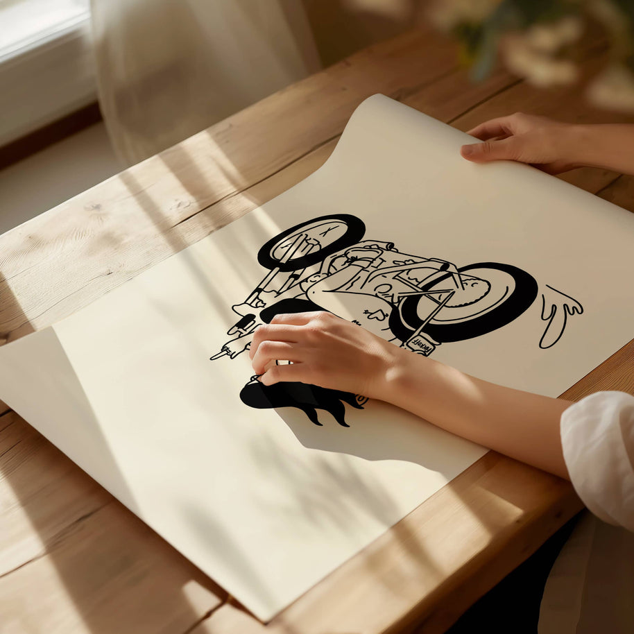 Biker Chick Minimal Art Print