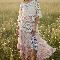 Reverse Ruffle Lace Skirt