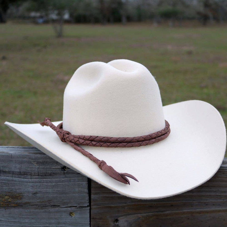 Brown Braided Leather Hat Band