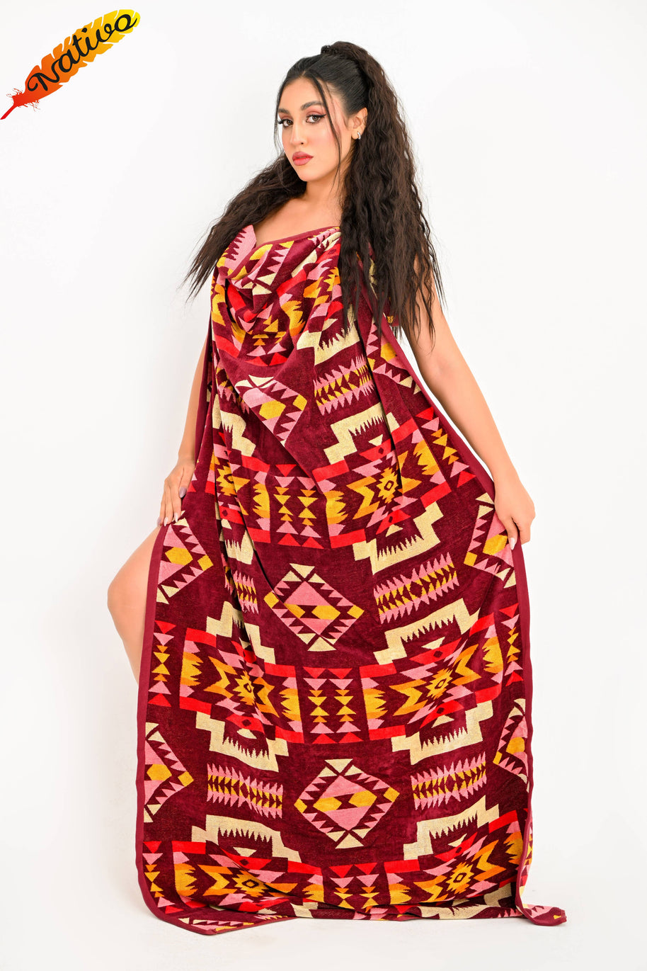 Santa Fe Burgundy Beach Towel