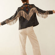 Phoenix Fringe & Cowhide Leather Jacket