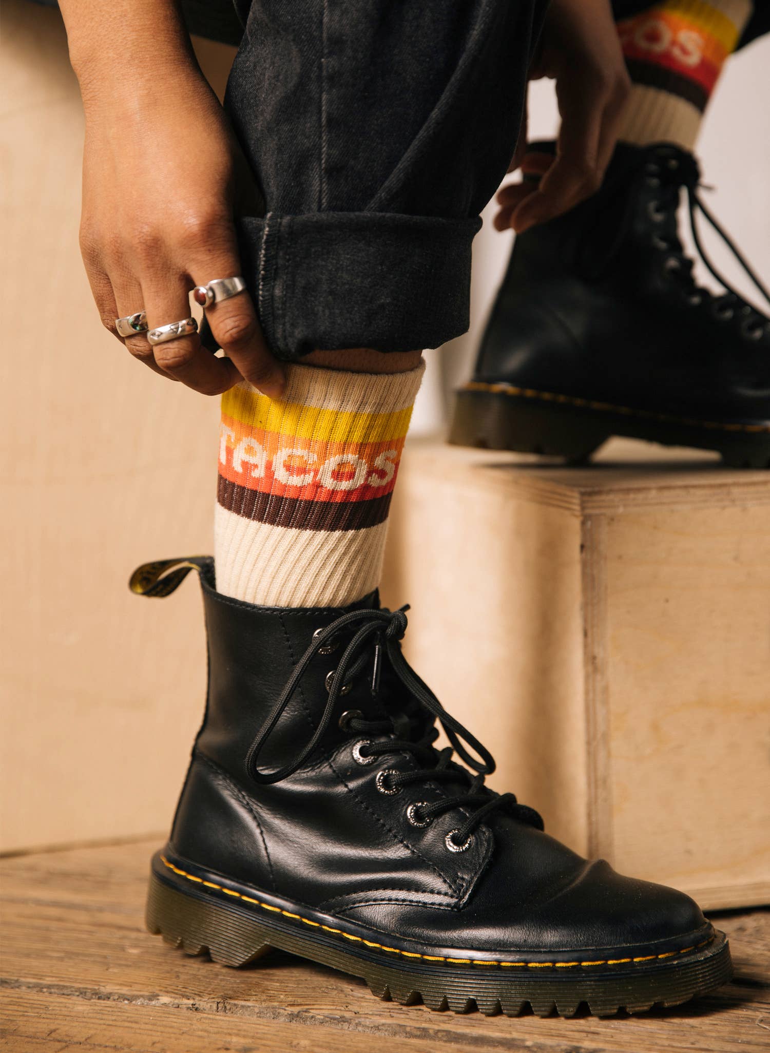 Taco Van Striped Crew Socks