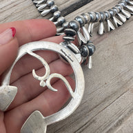 Beautiful Handmade Sterling Silver & Sonoran Mountain Turquoise Squash Blossom Necklace