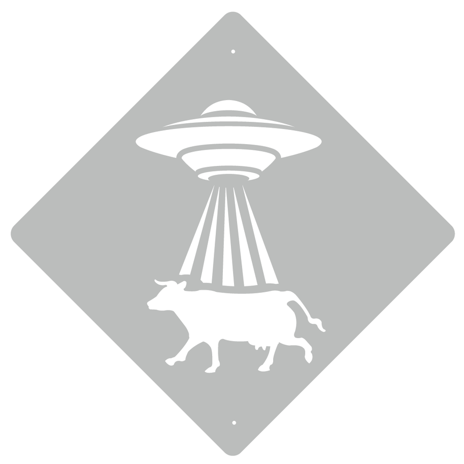 RUSTIC METAL UFO COW SIGN
