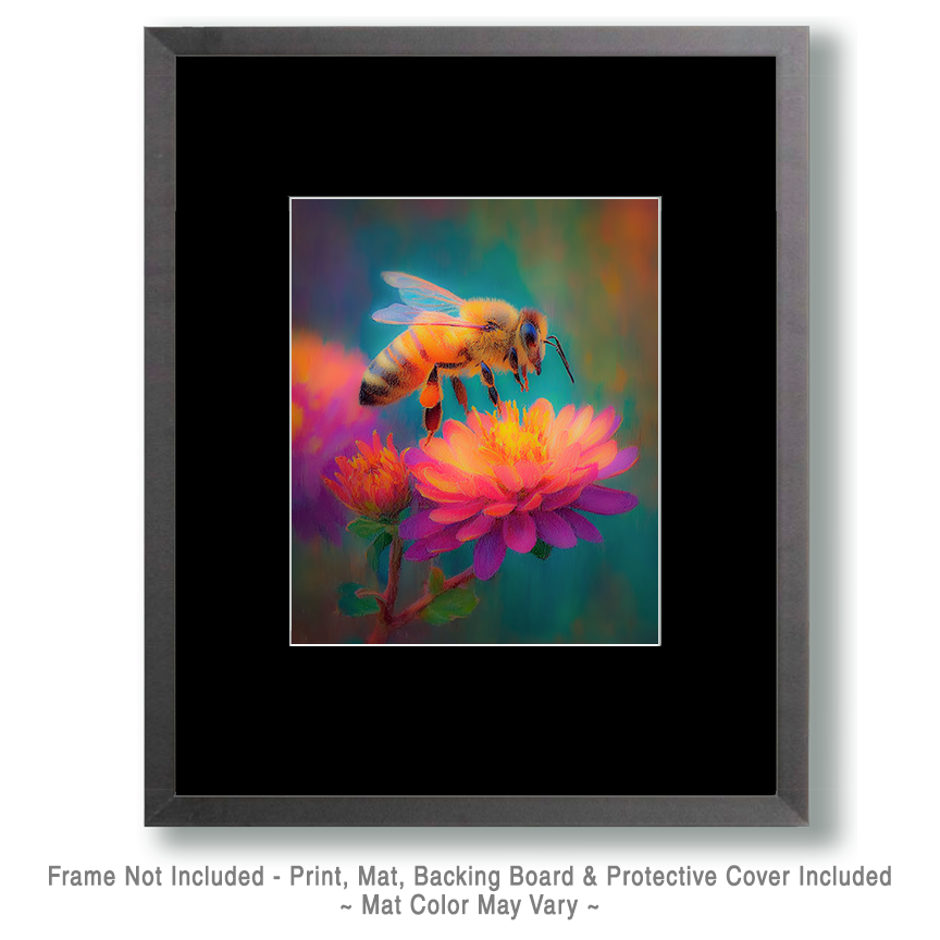 Bright Pastels of Honey Bee on Flower Art Print