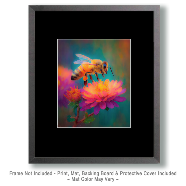 Bright Pastels of Honey Bee on Flower Art Print
