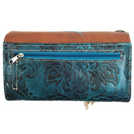 Suede Fringe Western Floral Crossbody Wallet