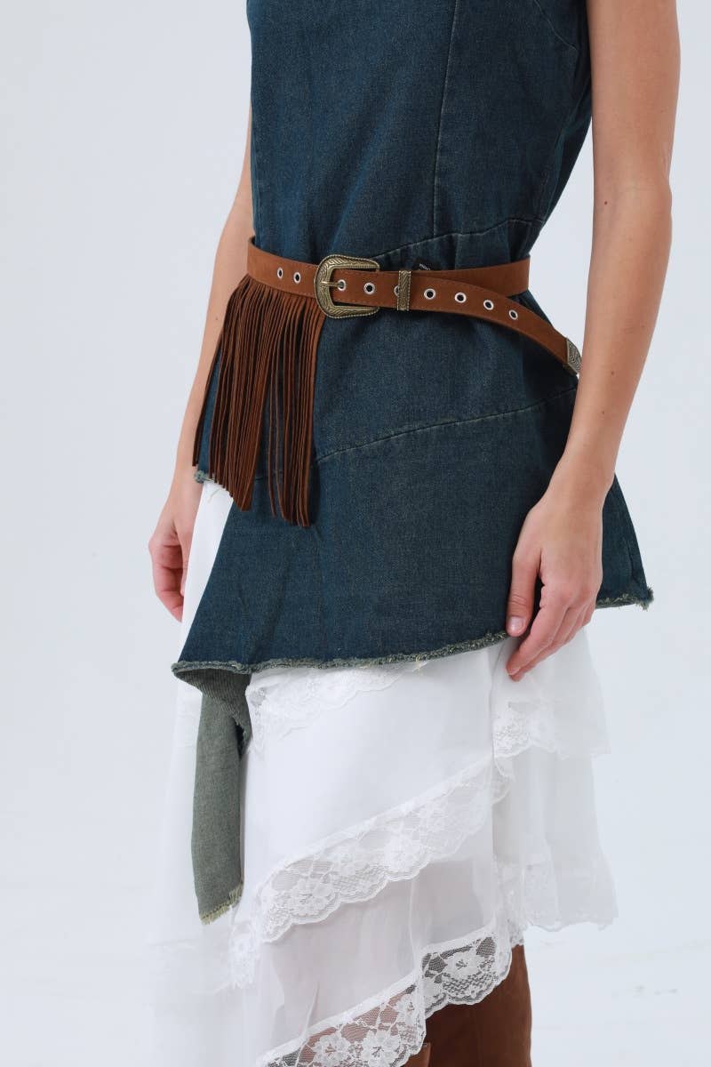 Western Fringe Belt – Antique Buckle & Tassel