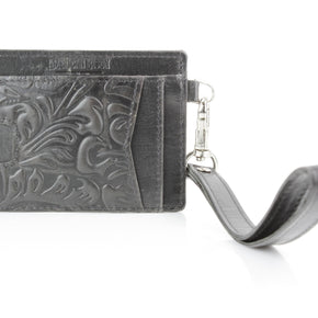 Small ID Wristlet Floral Filigree Leather