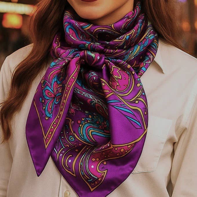 35X35" Purple Fun Floral Wild Rag WR1018