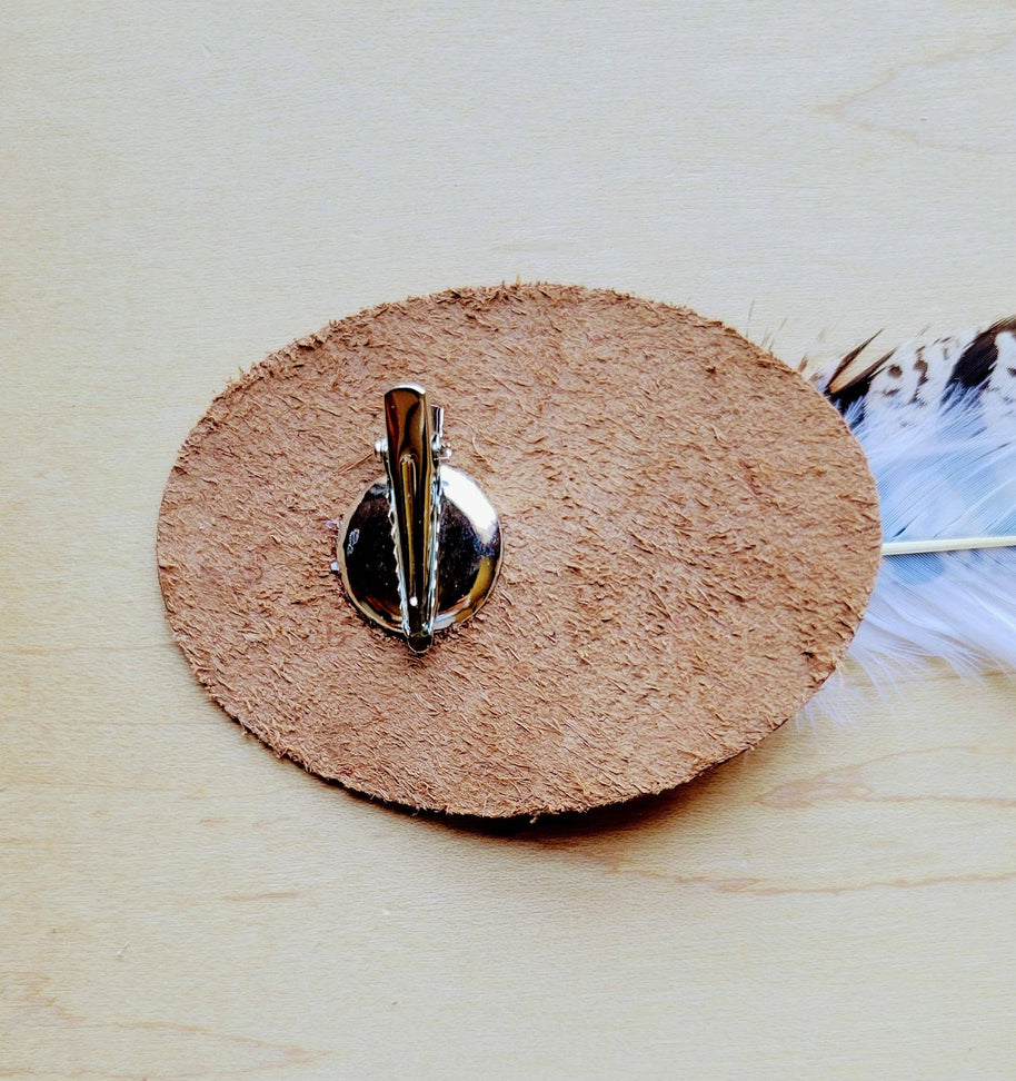 Turquoise Spotted Feather Hat Band