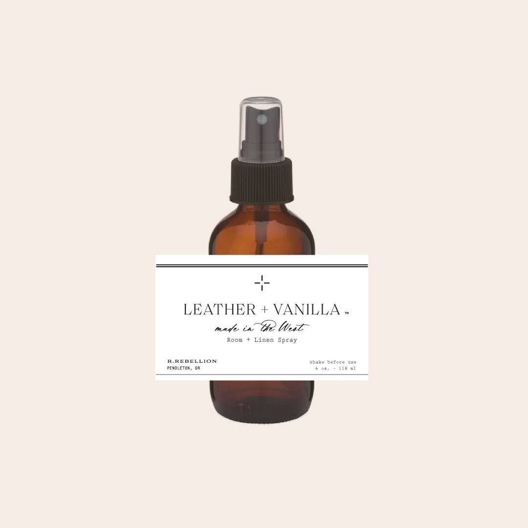 Leather + Vanilla Room + Linen Spray 4 oz.