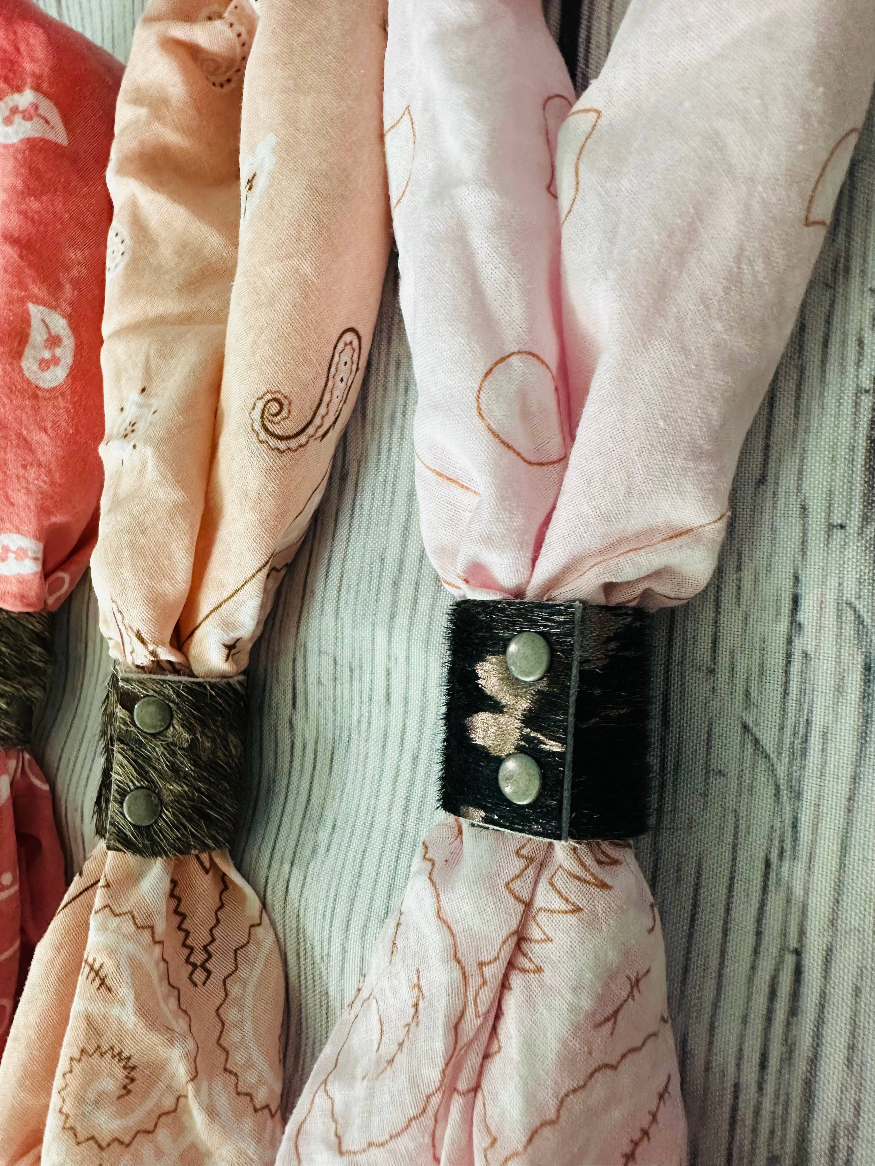 Mixed Metallic Cowhide Bandana Slides