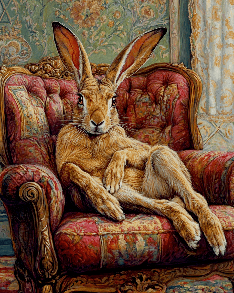 Jackrabbit Lounging in Chair Art Print