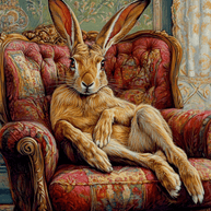 Jackrabbit Lounging in Chair Art Print