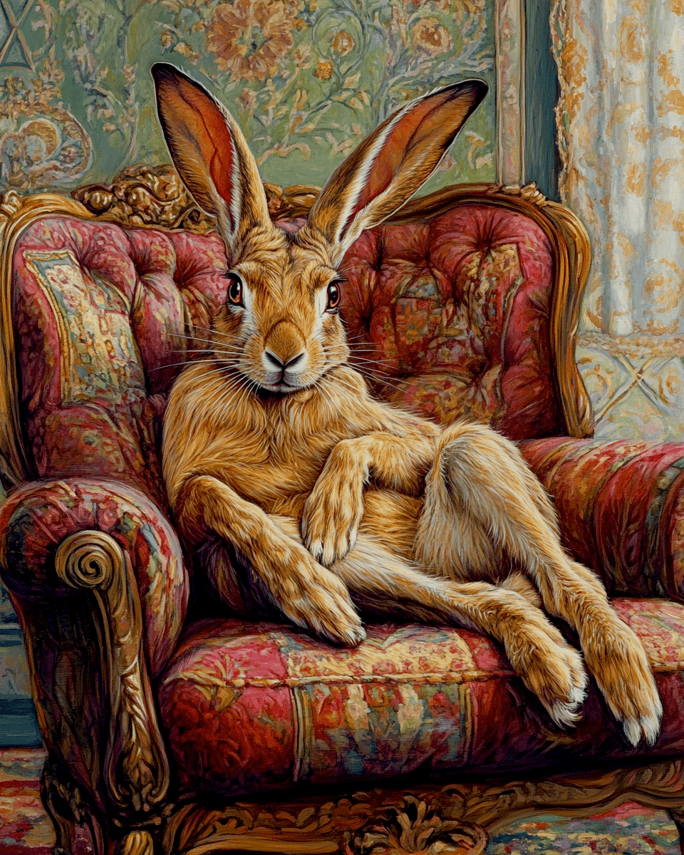 Jackrabbit Lounging in Chair Art Print