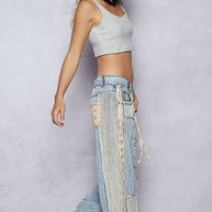 Patchwork & Stud Jeans