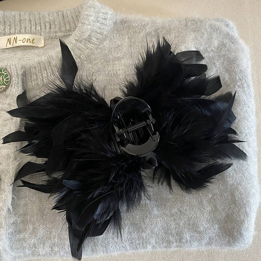 French Ostrich Feather Hair Claw
