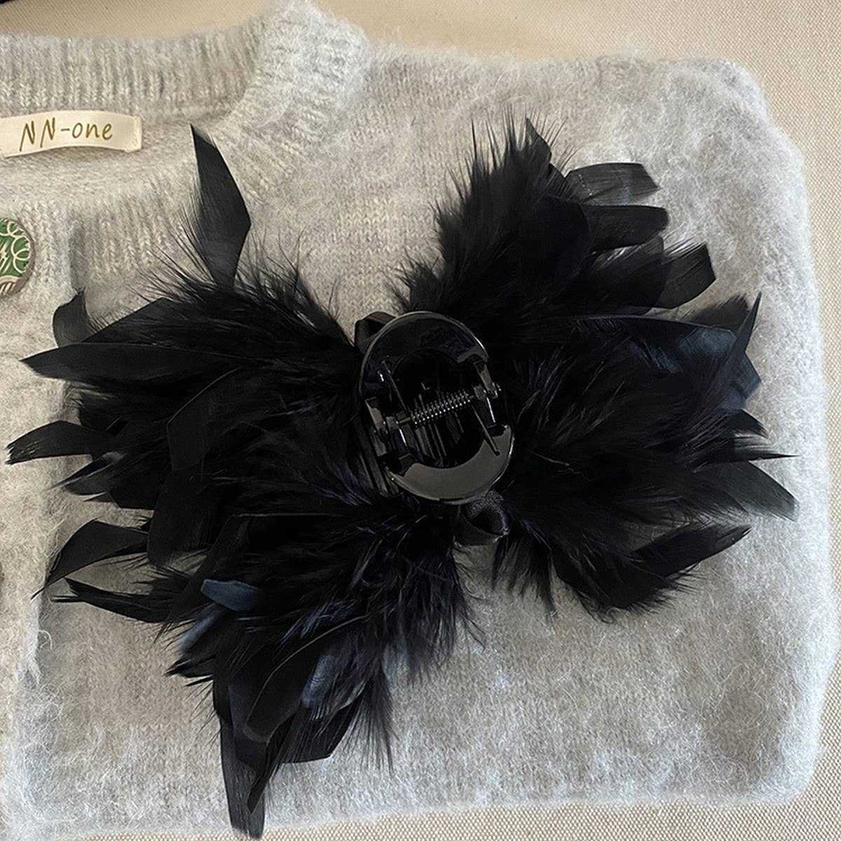 French Ostrich Feather Hair Claw