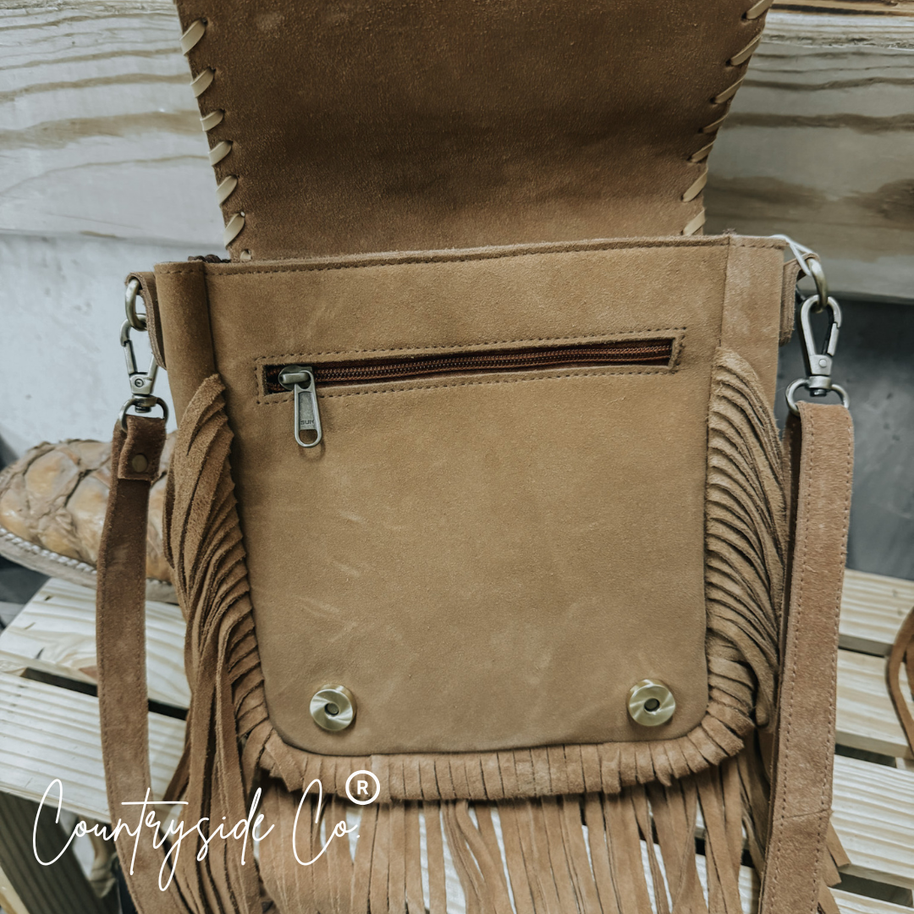 Bessie Cowhide Suede Fringe Crossbody