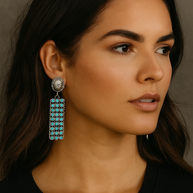 Southwestern Zuni Style Petite Point Faux Turquoise Earrings