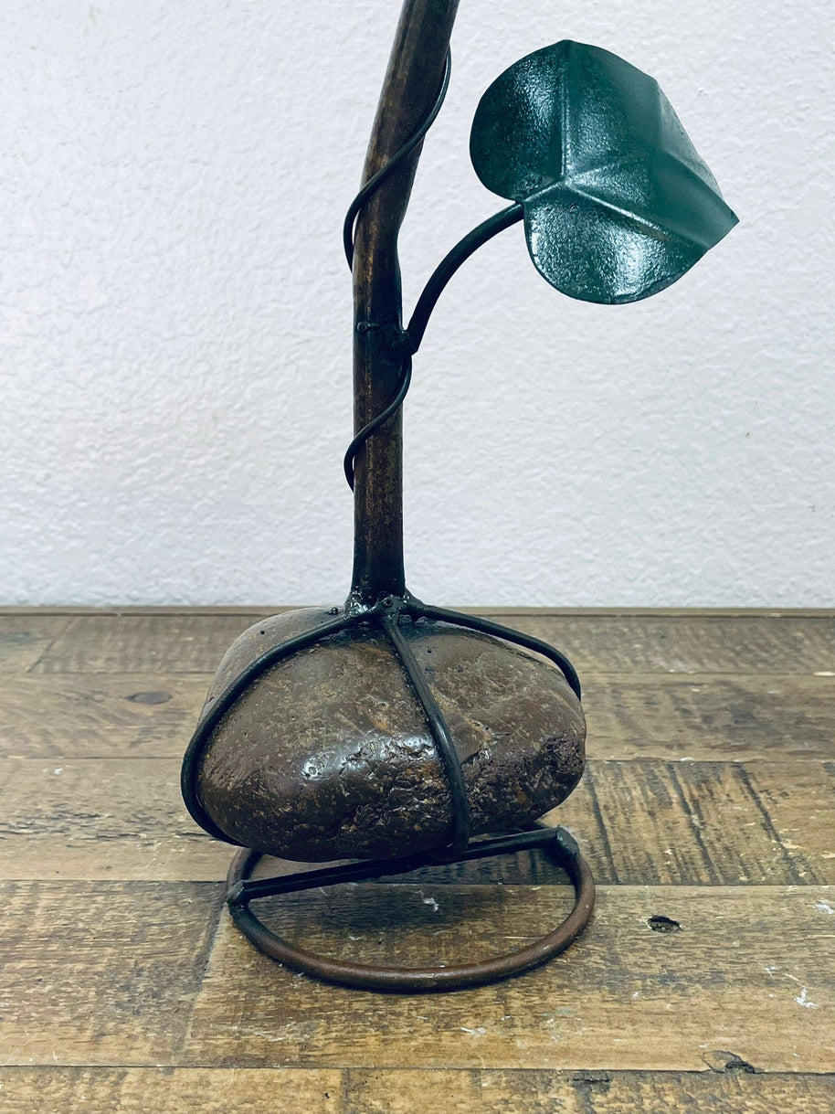 Metal Sunflower with Rock Base