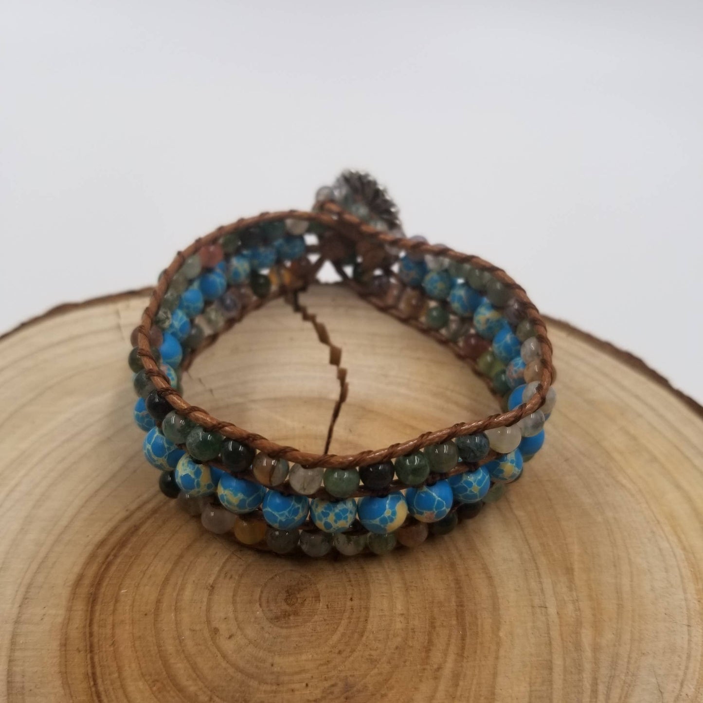 Natural Stone Leather Handmade Bracelet