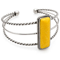 Rectangle Square Turquoise Stone Western Cuff Bracelet