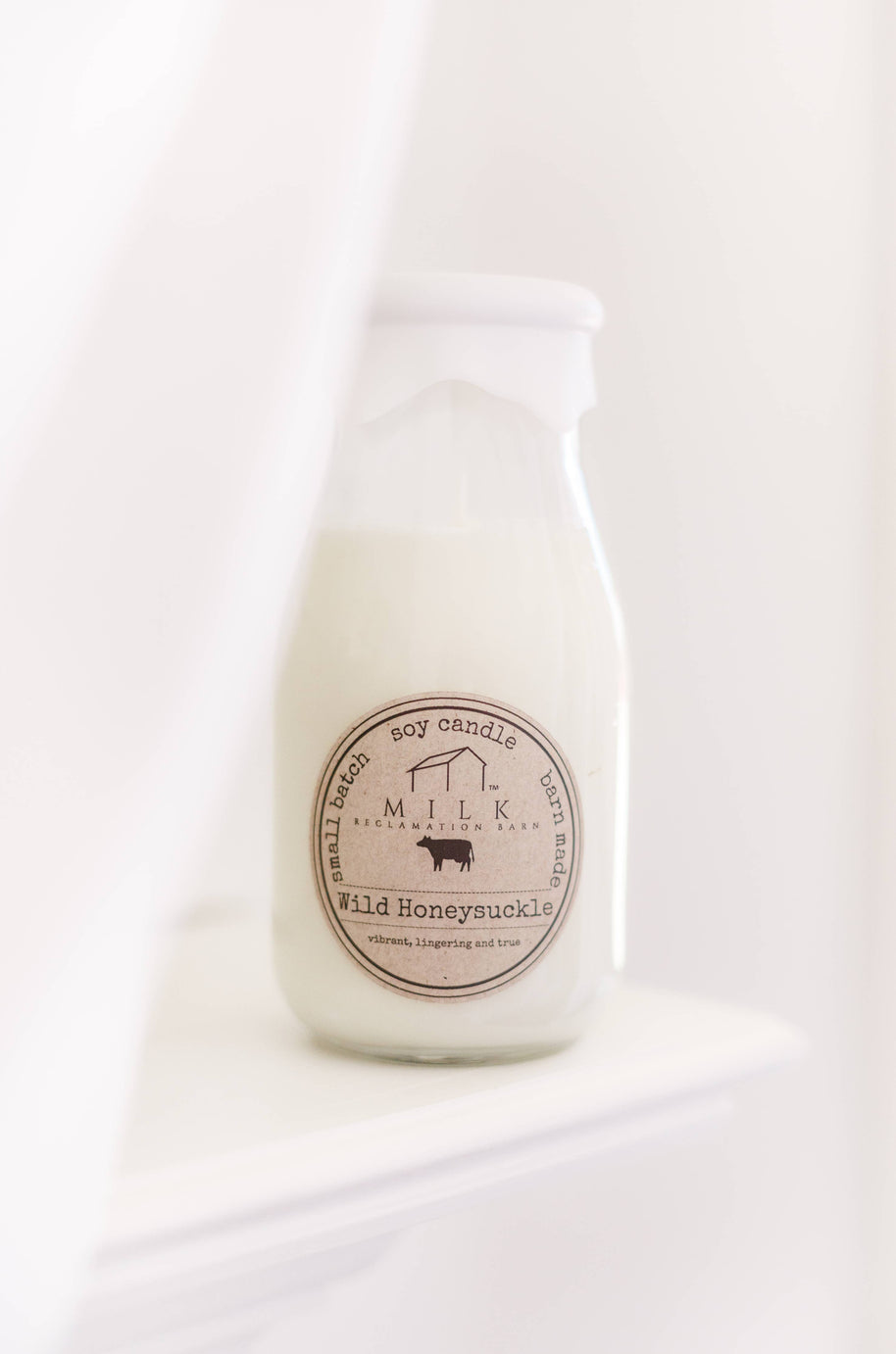 Milk Bottle Candle, Wild Honeysuckle