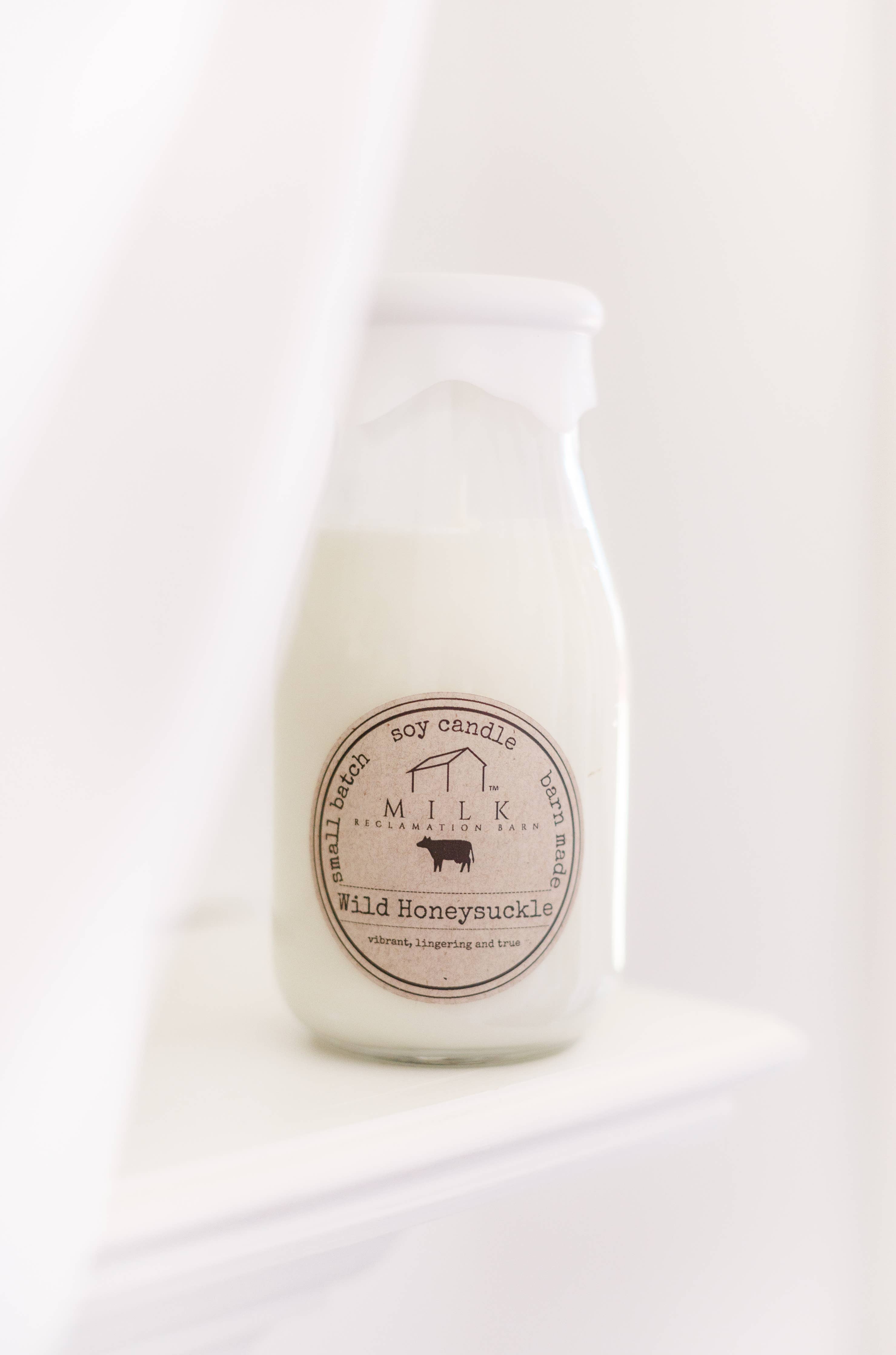Milk Bottle Candle, Wild Honeysuckle
