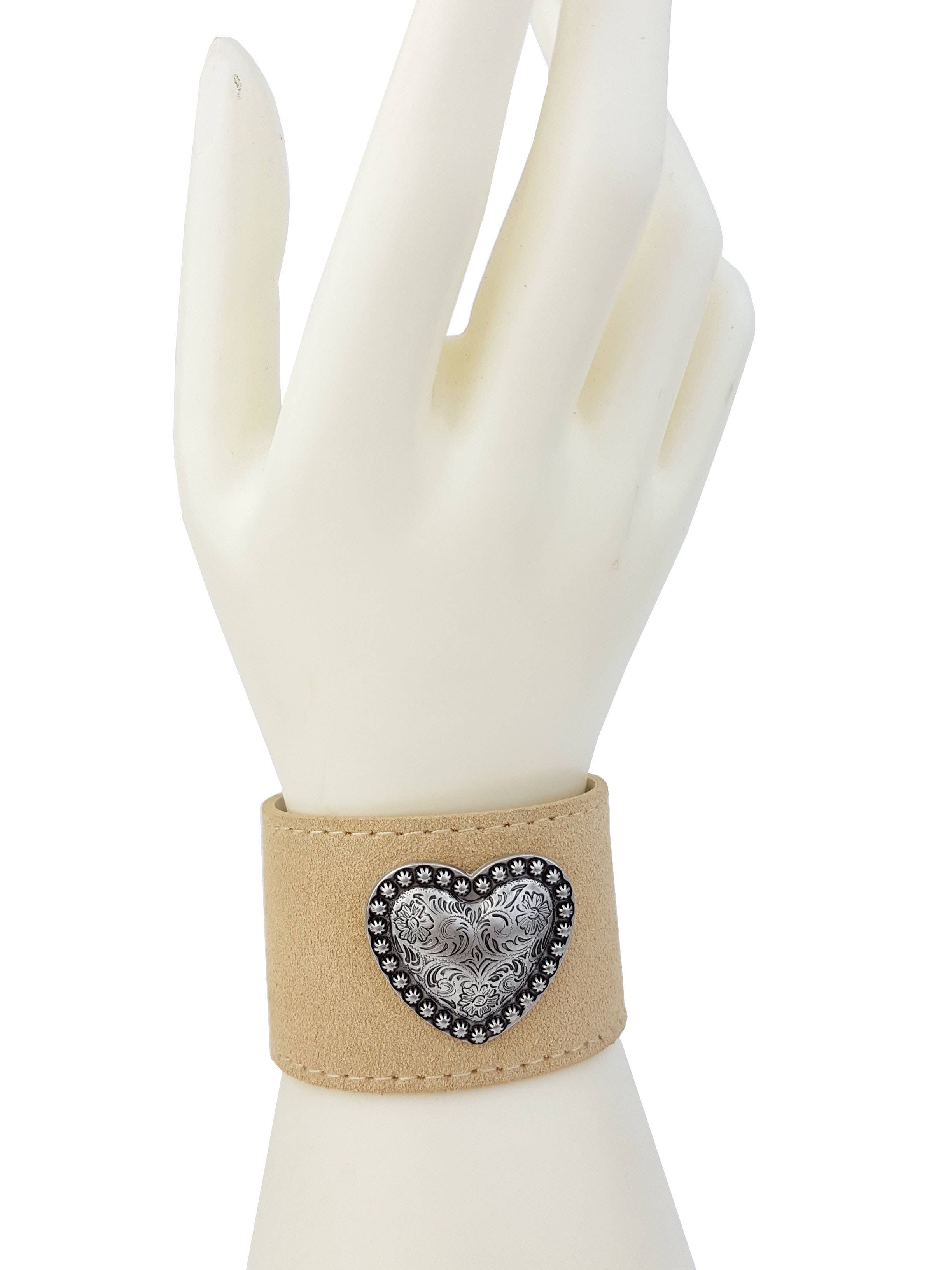 Suede Bracelet with Heart Concho