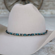Round Blue Snake Print Beaded Hat Band