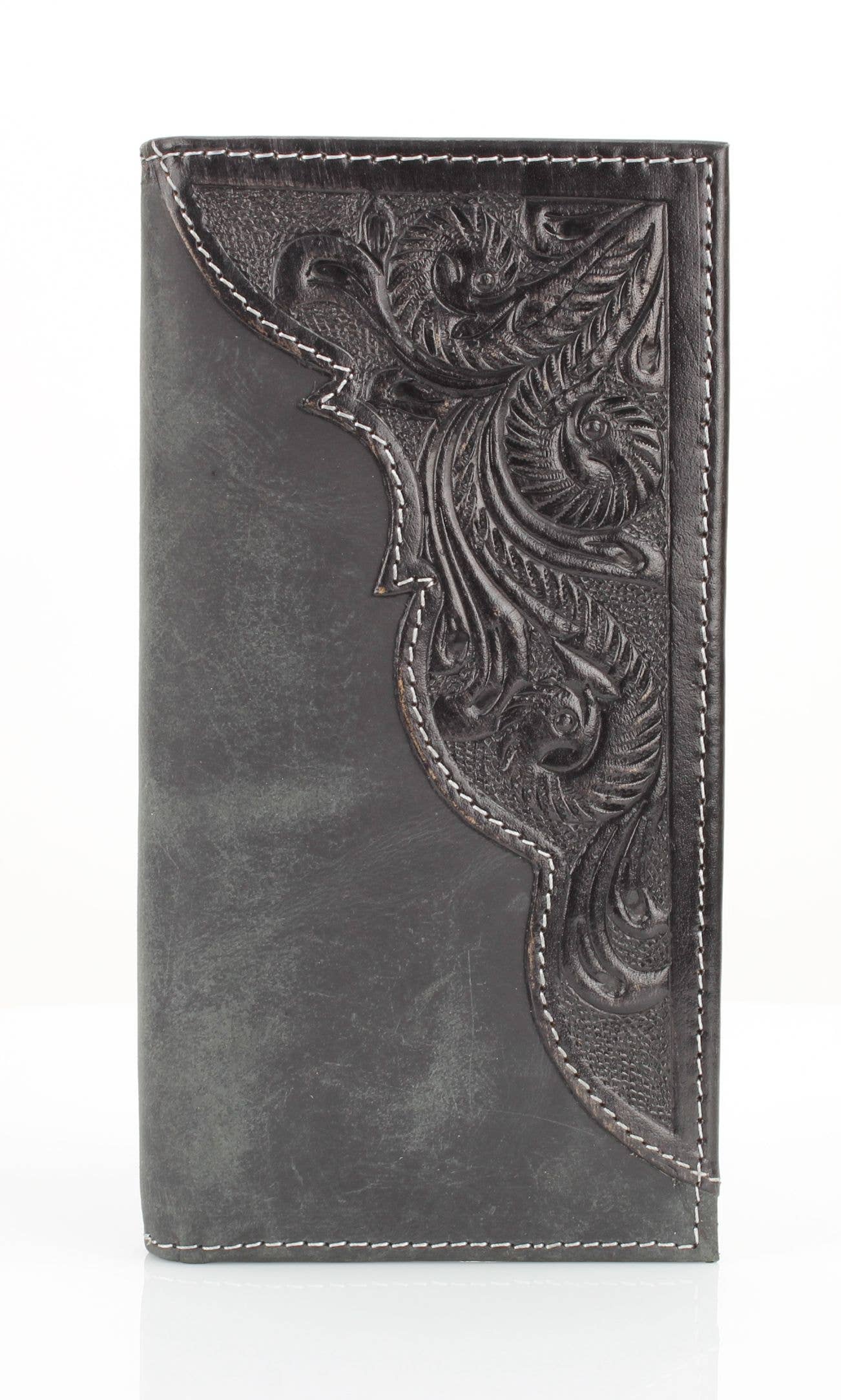 Oil Pull Up Tooled Leather Accent Rodeo Wallet