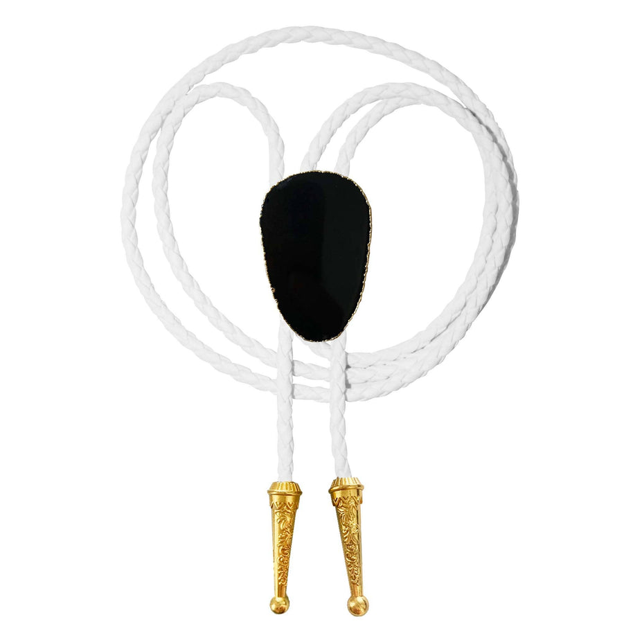 Gemstone Bolo Tie - Onyx (Gold)