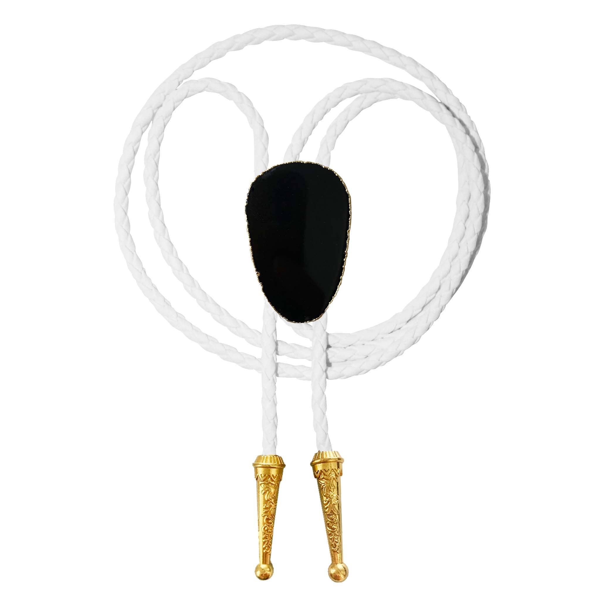 Gemstone Bolo Tie - Onyx (Gold)
