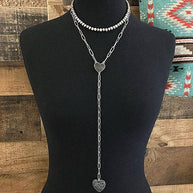 Turquoise Heart Lariat Necklace