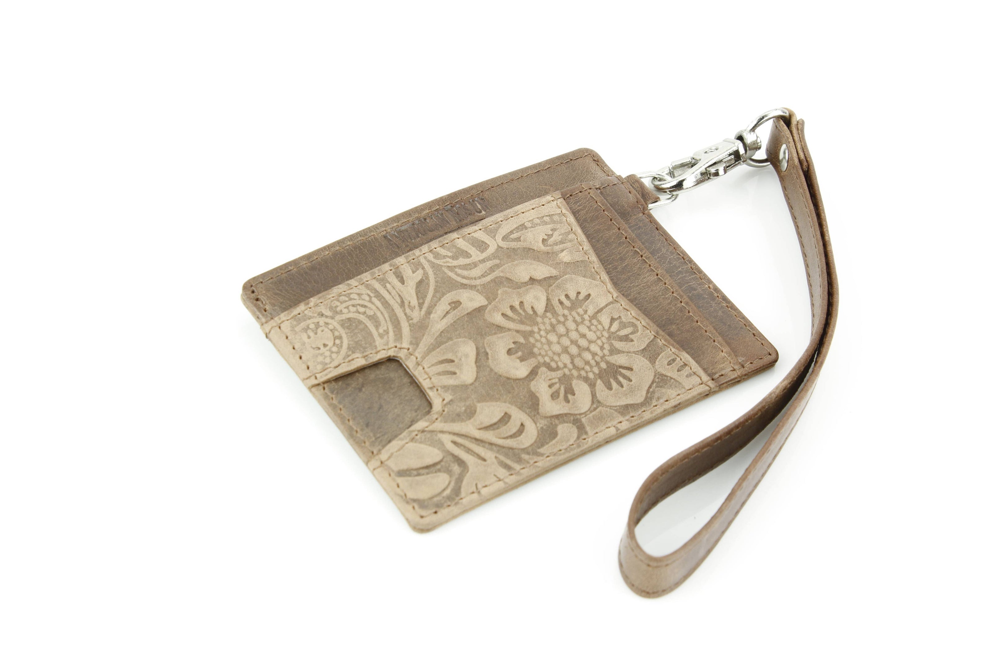 Small ID Wristlet Floral Filigree Leather